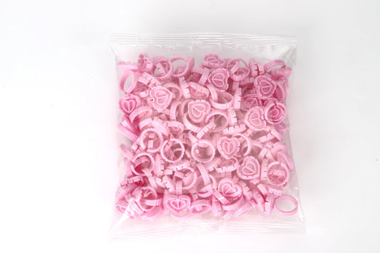 Pink Heart Glue Rings - 100 pack